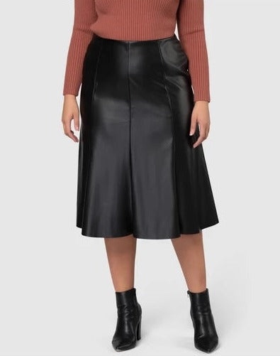 Keaton Pu Women Leather Midi Skirt