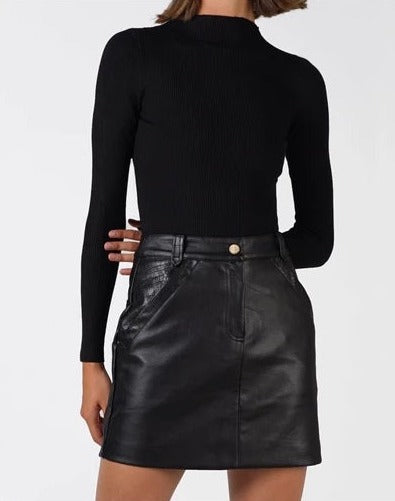Women Vegan Leather Mini Skirt