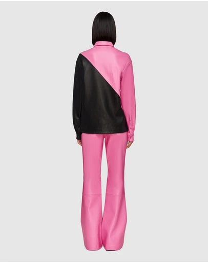Ziggy Leather Fitted Shirt - Pink/Black