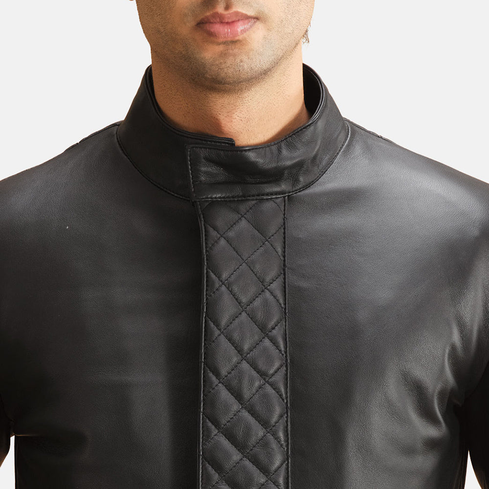 Midlander Quilted Black Leather Coat