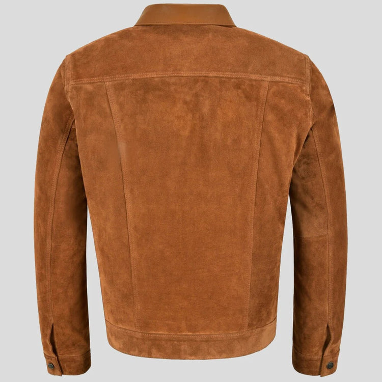 Men's Tan Trucker Leather Jacket