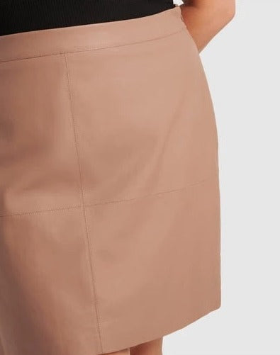 Ellen Curve Vegan Leather Mini Skirt