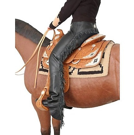 Horse Riding Pants Black Leather Fringes Chap Western Chap Cowboy Chinks Chaps