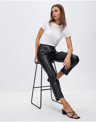 Women Leather Kelsea Cropped Leather Look Pants