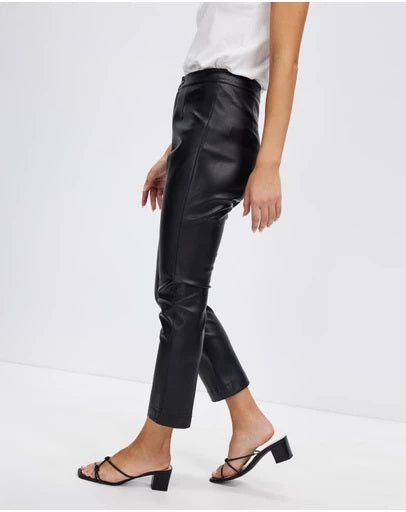 Women Leather Kelsea Cropped Leather Look Pants