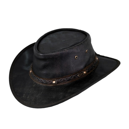 Buffalo Leather Cowboy Hat Black
