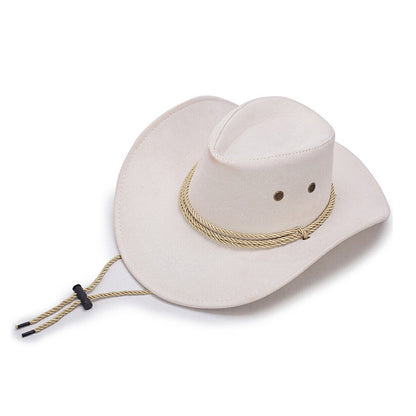Men White Leather Cowboy Hat