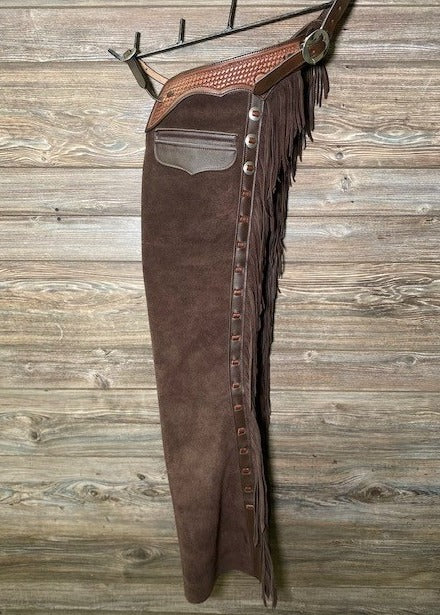 Suede Leather Dark Brown Chap Cowboy Horse Riding Chap Ranch Wear Legging