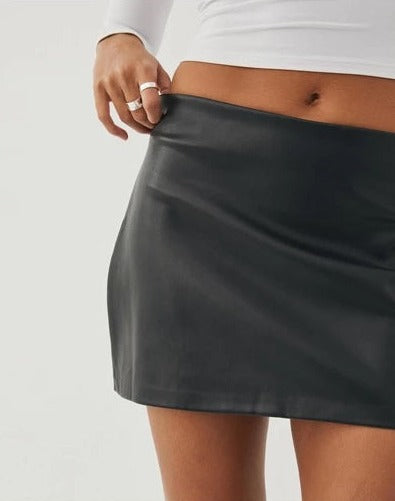 Vegan Leather Women Mini Skirt
