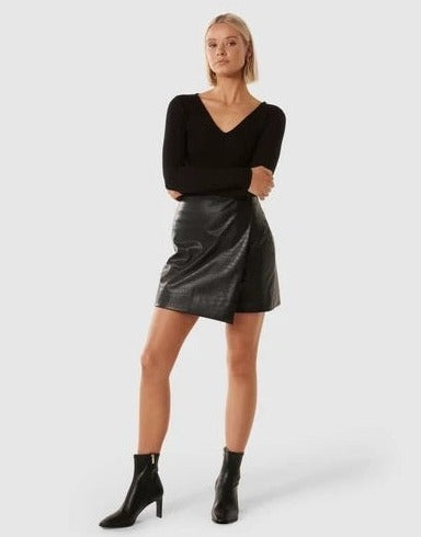 Maddy Vegan Leather Wrap Mini Skirt