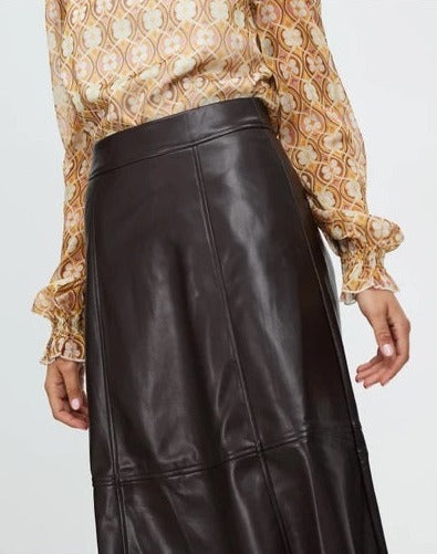 Women Leather Monika Midi Skirt