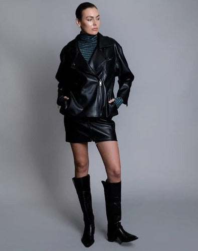 Women Leather Julia Moto Skirt