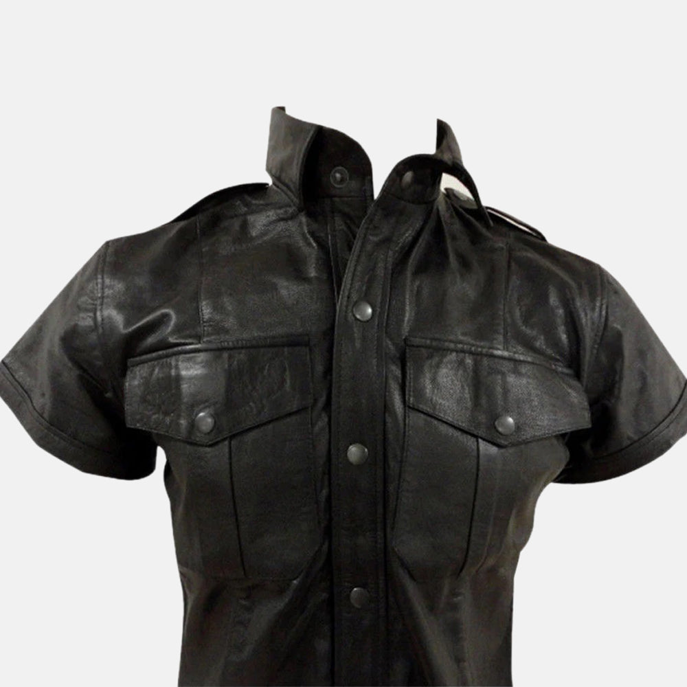 Black Lambskin Leather Shirt
