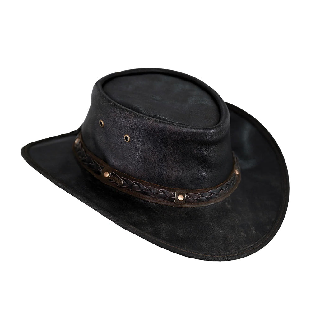 Buffalo Leather Cowboy Hat Black