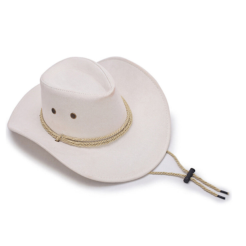 Men White Leather Cowboy Hat