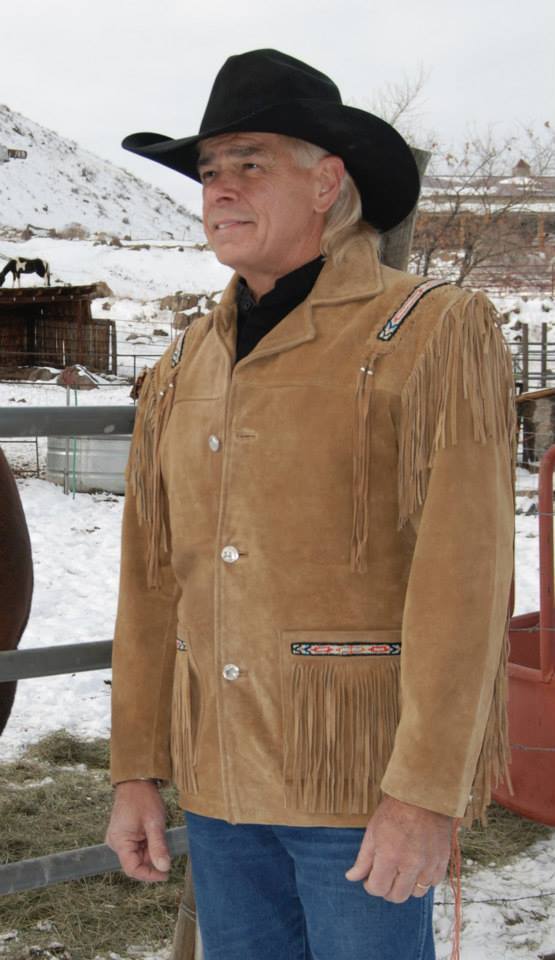 Handmade Suede Dark Beige Braided Beads Mens Western Jacket