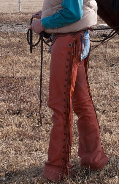 Horse Riding Chaps Western Fringes Pants Tan Brown Leather Chap Cowboy Chinks Chap Ranch Wear
