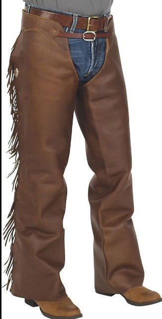 Horse Riding Pants Brown Leather Fringes Chap Western Chap Cowboy Rodeo Chinks Chaps
