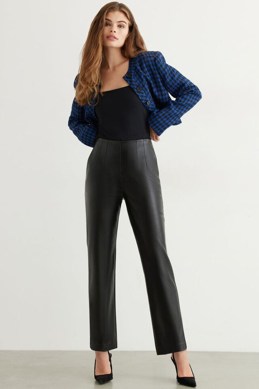 Women Vegan Leather pants Flat Style