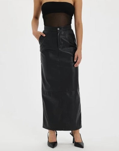 Smooth As Honey PU Women  Leather Midi Skirt