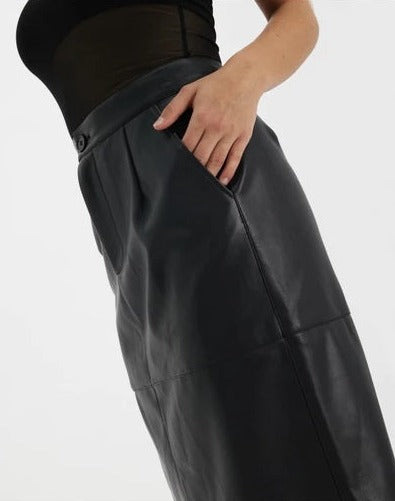 Smooth As Honey PU Women  Leather Midi Skirt