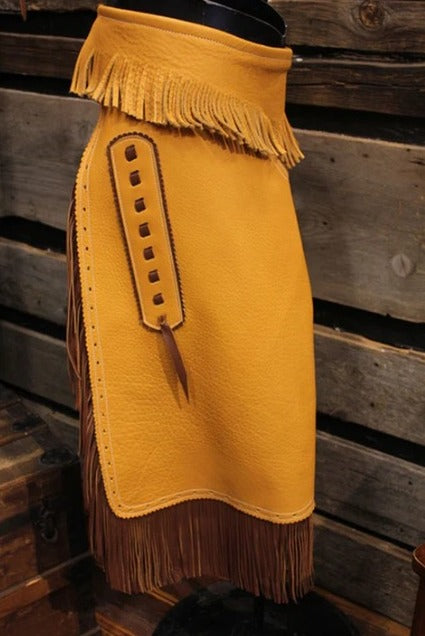 Golden Brown Leather Chap Cowboy Fringes Chinks Chap Ranch Wear Legging