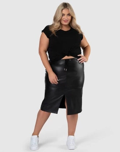 Women Leather Right Thurr PU Midi Skirt