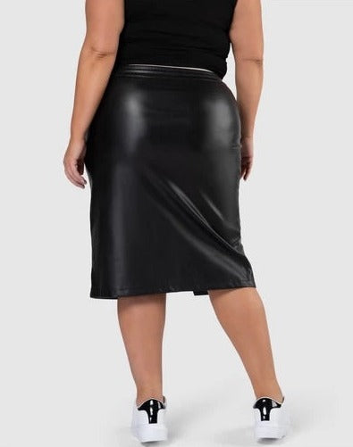 Women Leather Right Thurr PU Midi Skirt