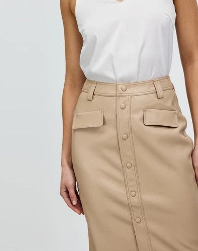 Women Leather Asymm PU Skirt