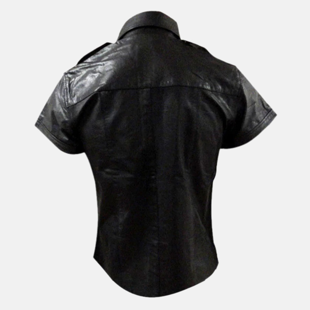 Black Lambskin Leather Shirt