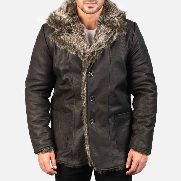 Furlong Black Leather Coat
