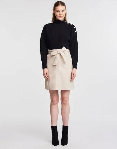 Women Leather PU Belted Skirt
