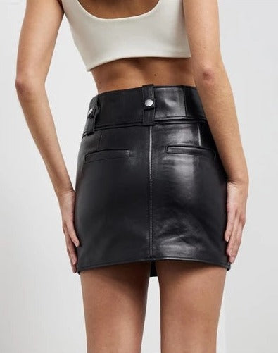 Women Leather Biker Skirt