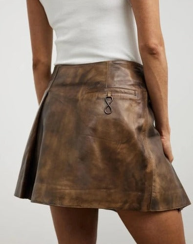 Women Loren Leather Pleated Skirt