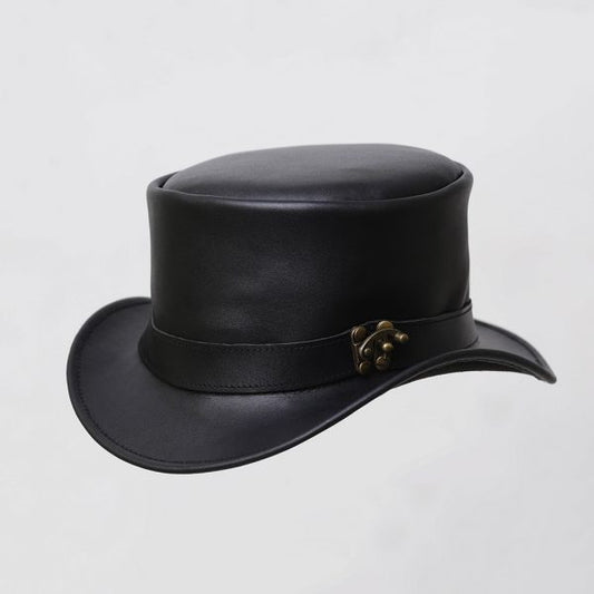 Leather Steampunk Side Buckle Band Top Hat Topper Top Vintage Style