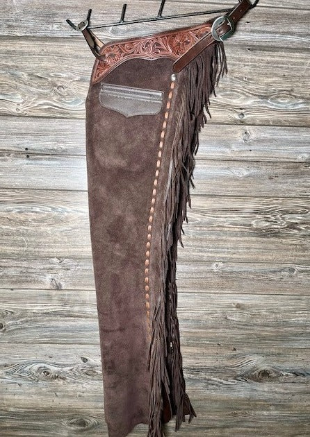 Suede Leather Dark Brown Chap Cowboy Horse Riding Chap Ranch Wear Legging