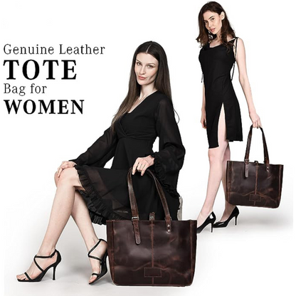 Real Leather Tote Bags for Women - Handcrafted Large Aesthetic