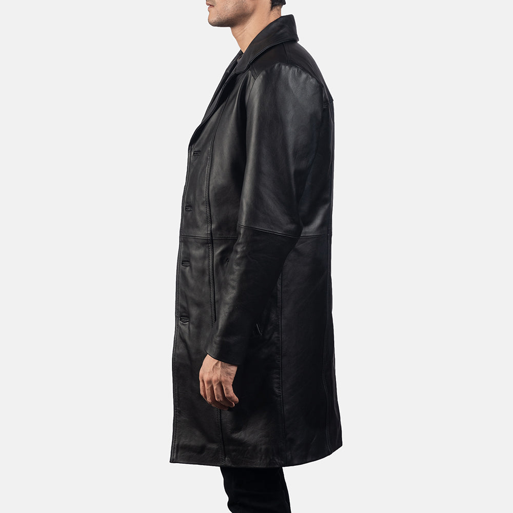 Don Long Black Leather Coat