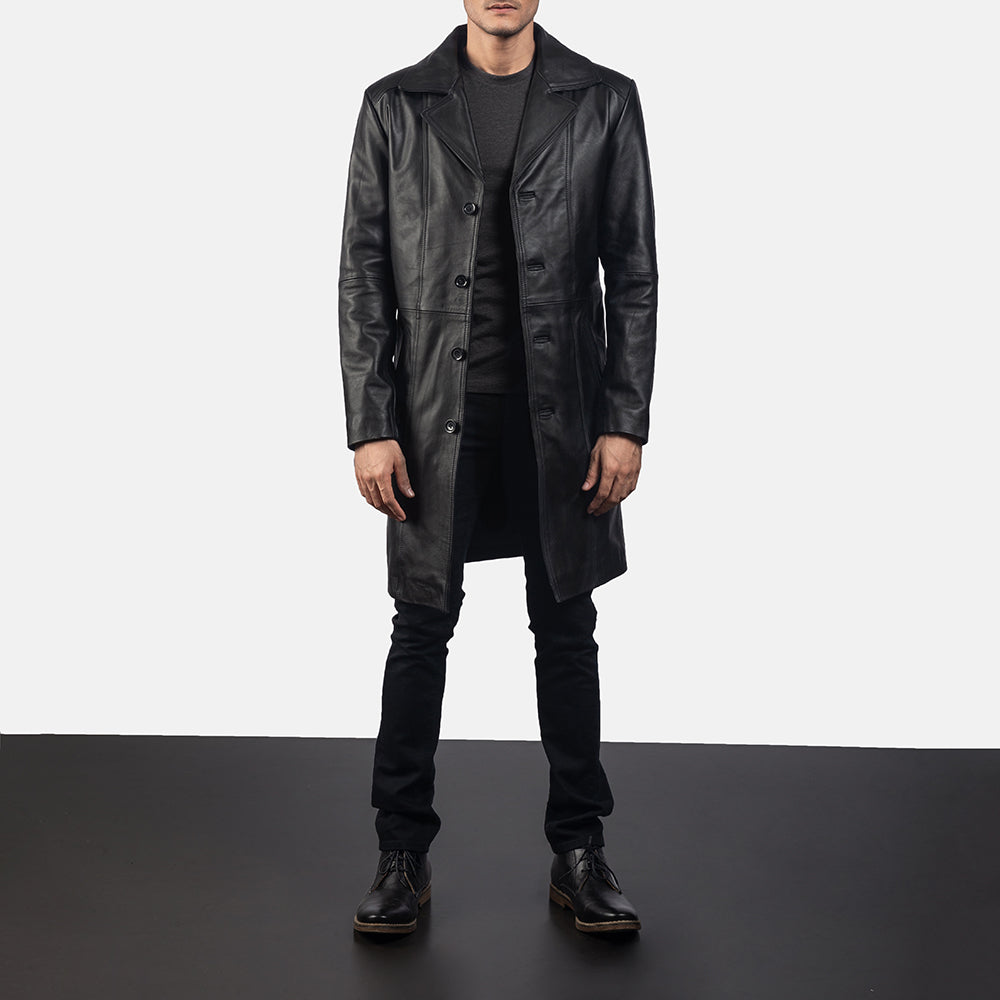 Don Long Black Leather Coat