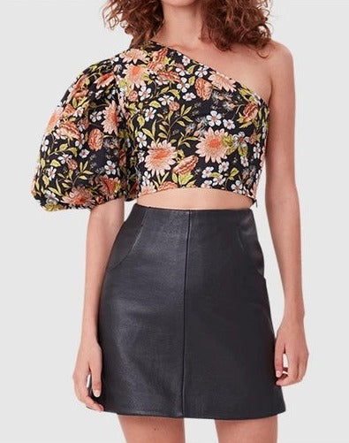 A Line Leather Women Mini Skirt