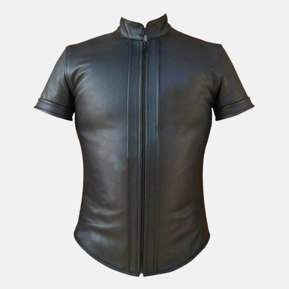 Leather Black Bikers Shirt