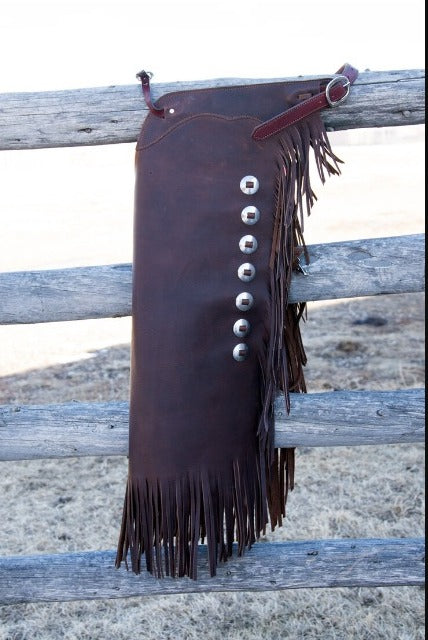 Leather Dark Brown Chinks Chap Cowboy Horse Riding Chaps Ranch Wear Legging