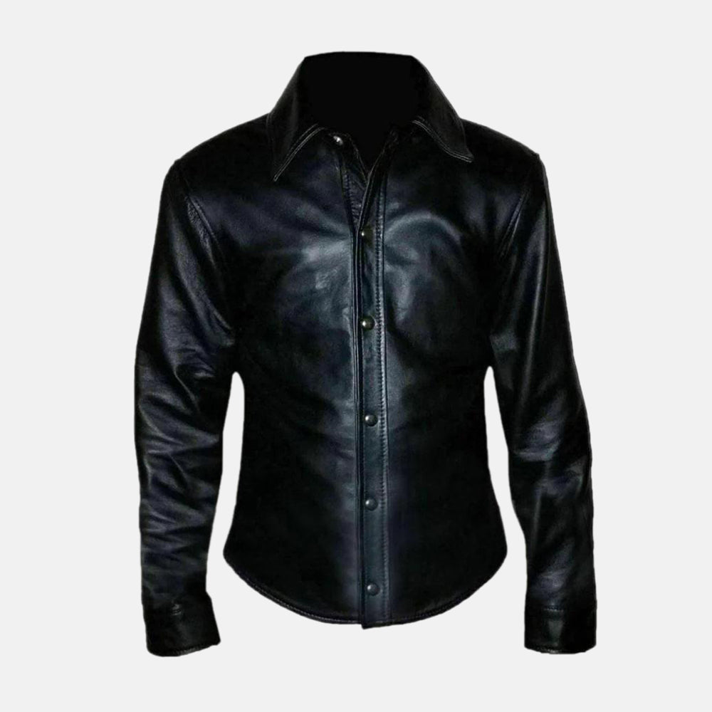 Black Real Sheep Leather Shirt
