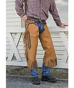 Horse Riding Chaps Western Fringes Pants Tan Brown Leather Chap Cowboy Chinks Chap Ranch Wear
