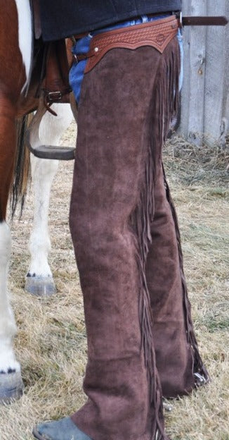 Suede Leather Dark Brown Chap Cowboy Legging Ranch Wear Chinks Chaps For Horse Riding