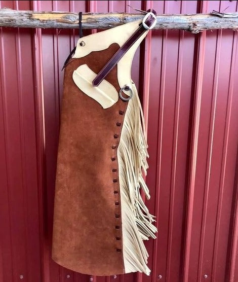 Unisex Equestrian Suede Leather Reddish Marron Chap Cowboy Horse Riding Chap Pant
