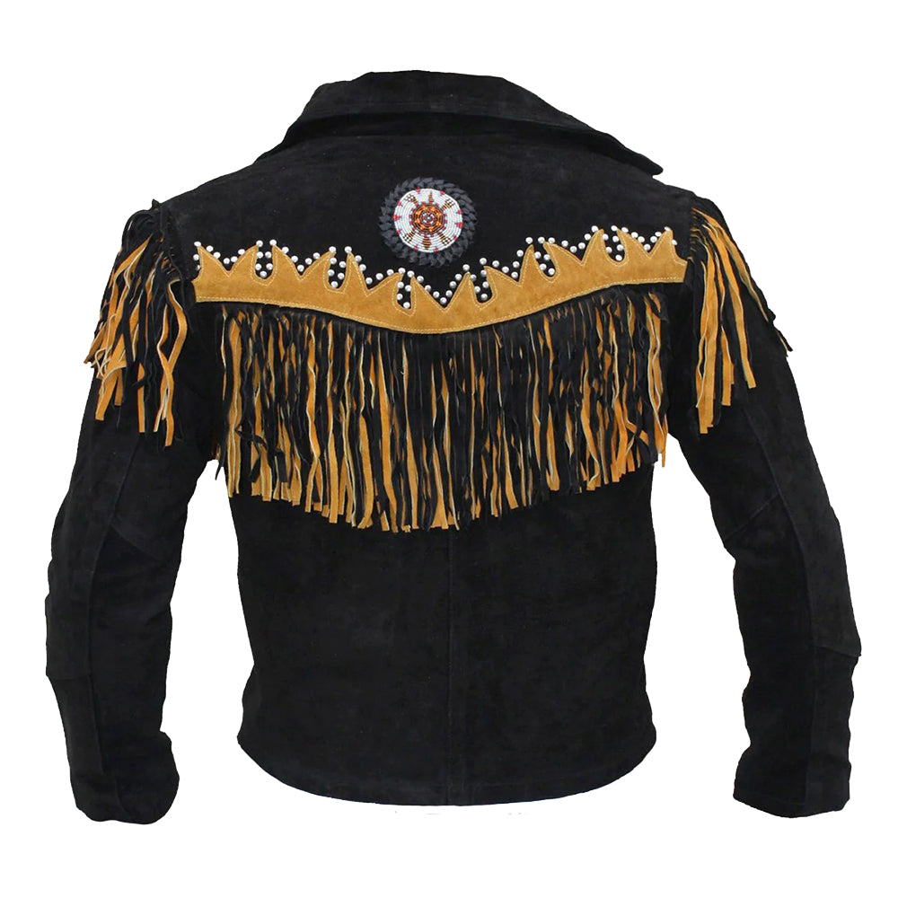Western Leather Indian Western Carnival Fasching Jacket Color Black