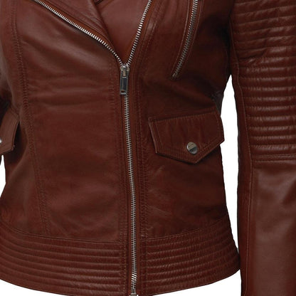 Brown Asymmetrical Leather Jacket