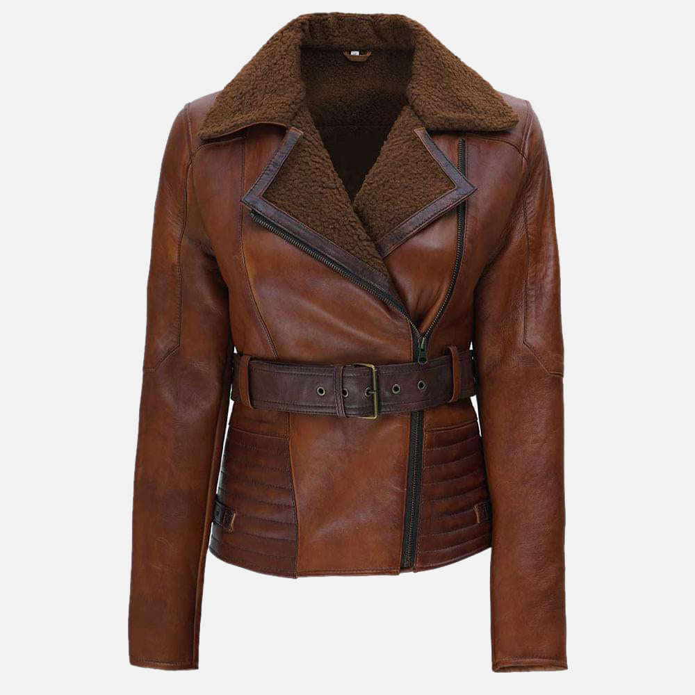 Brown Collar Leather Jacket