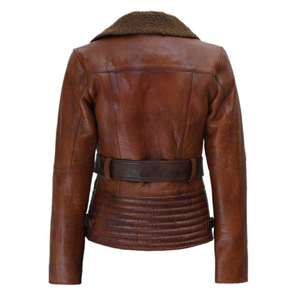 Brown Collar Leather Jacket